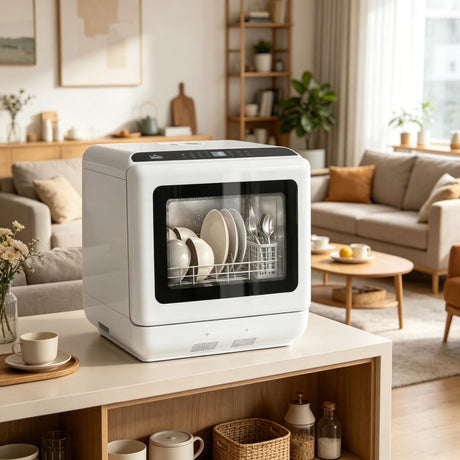 Compact Countertop Dishwasher with 5 Wash Cycles and Holiday Mode