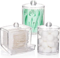 Clear Bathroom Jar Dispenser for Cotton Balls, Swabs, and Floss Picks
