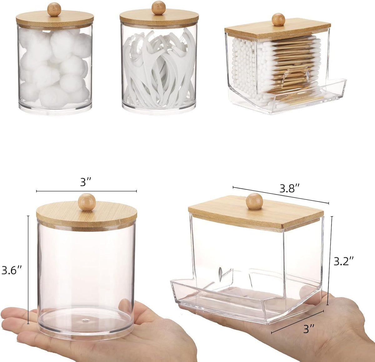 Lidded Apothecary Jar Dispenser for Bathroom Cotton Essentials