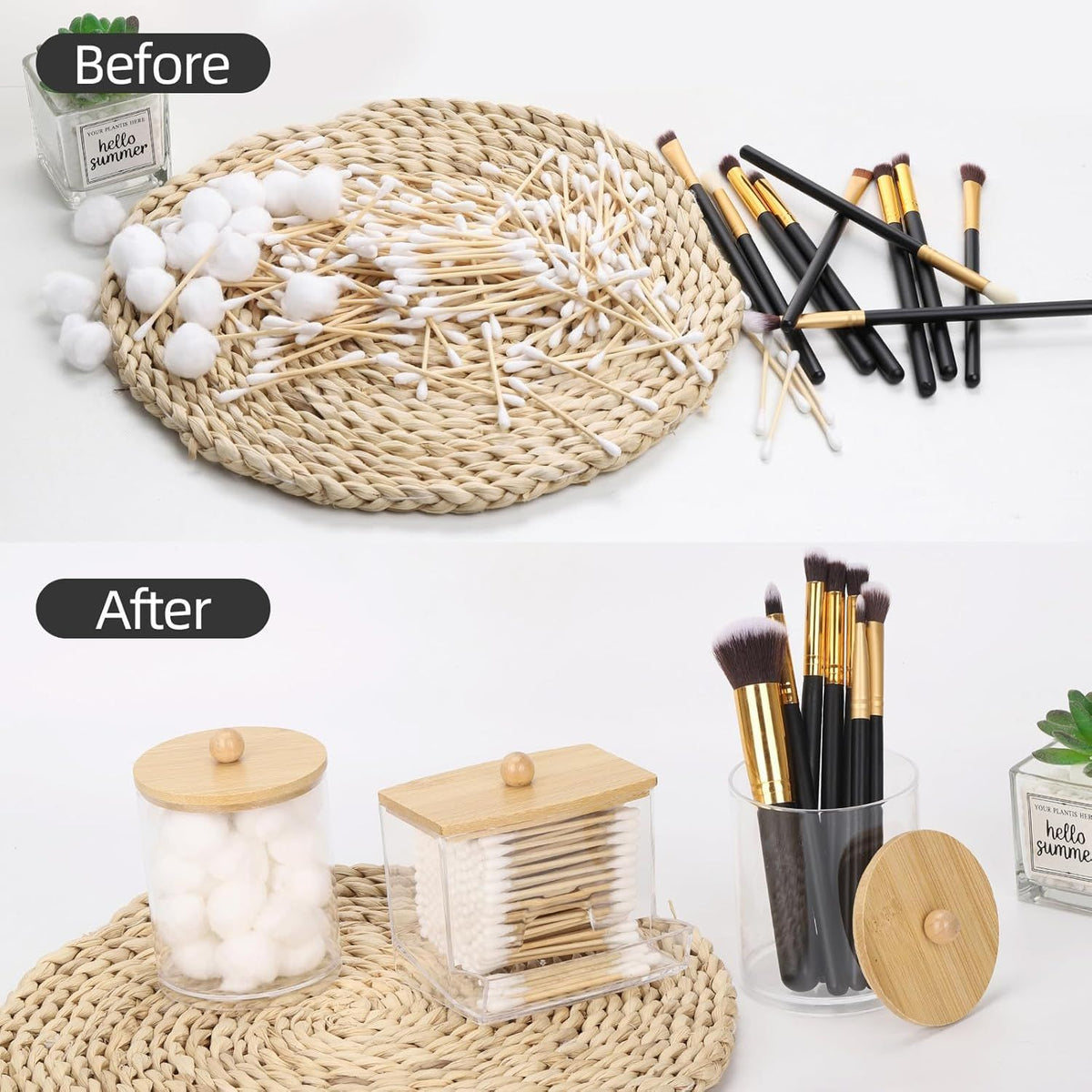 Lidded Apothecary Jar Dispenser for Bathroom Cotton Essentials