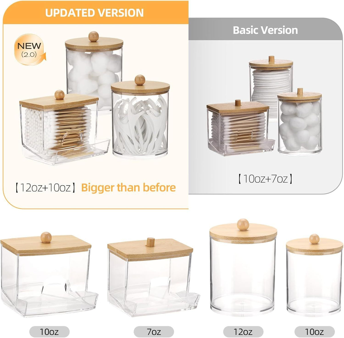 Lidded Apothecary Jar Dispenser for Bathroom Cotton Essentials