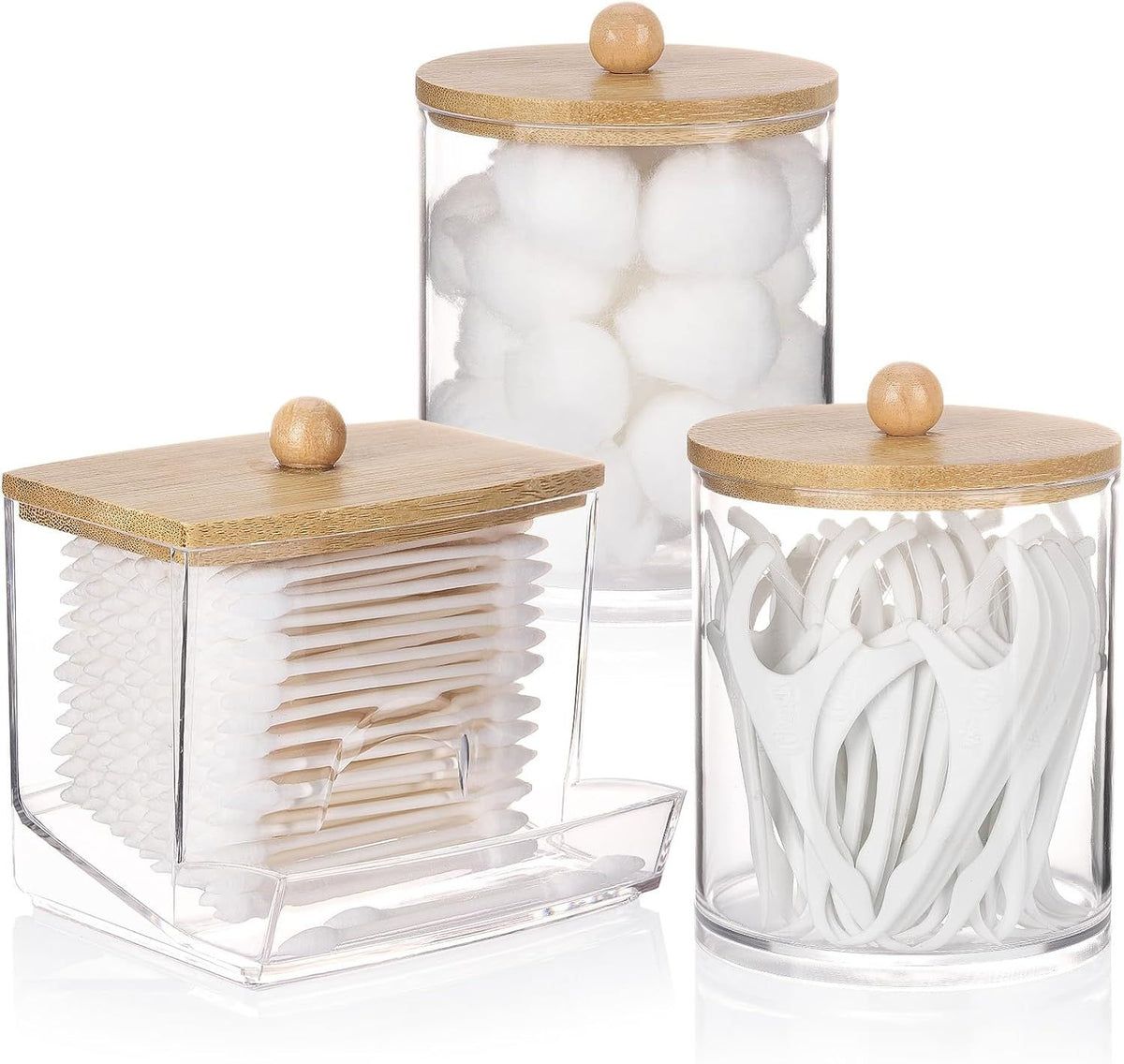 Lidded Apothecary Jar Dispenser for Bathroom Cotton Essentials