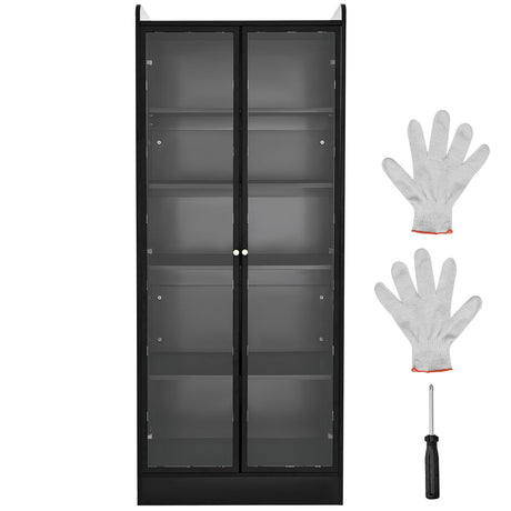 67- Tall Lighted Display Cabinet with Acrylic Doors and Adjustable Shelves