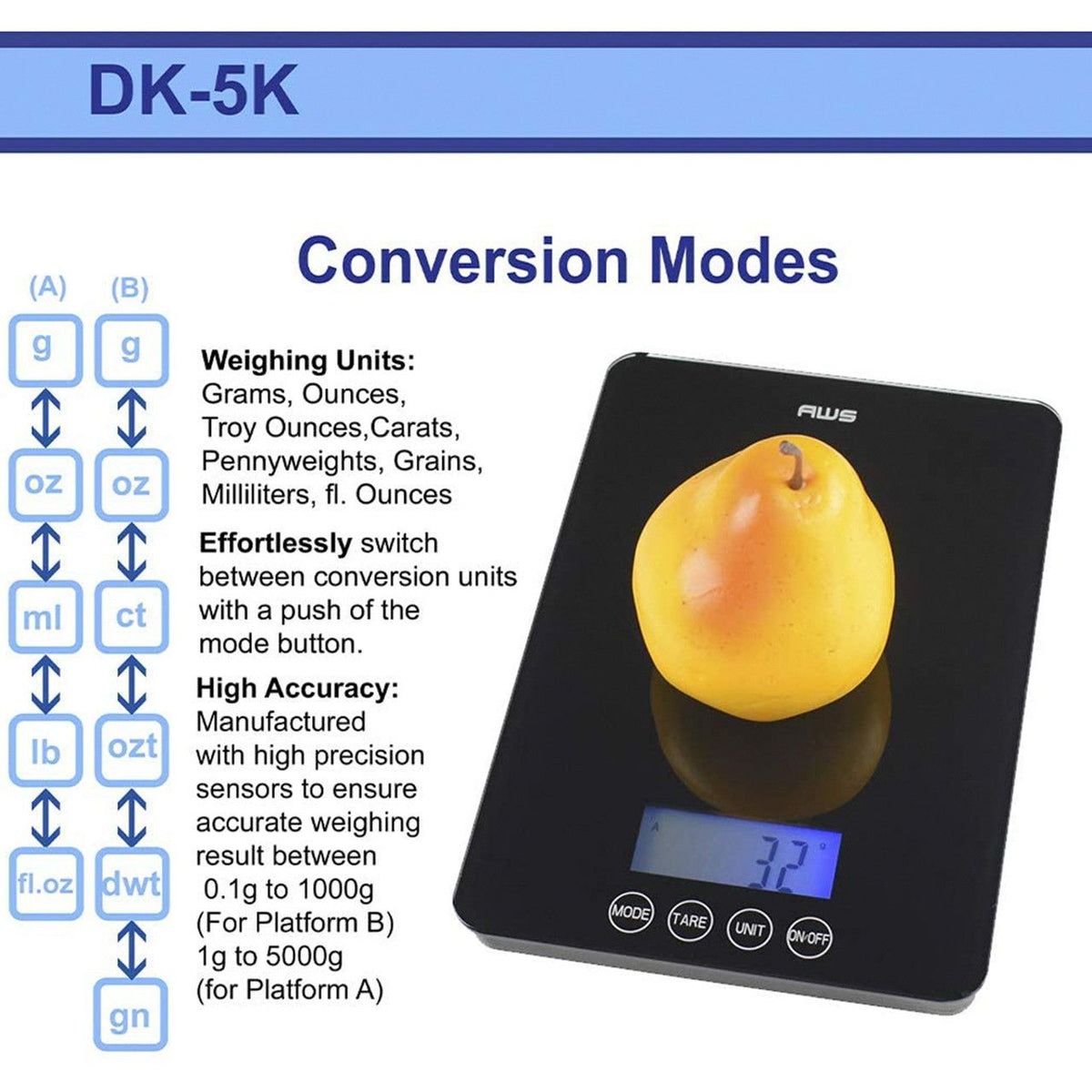 DK-5K Dual-Platform Digital Kitchen Scale