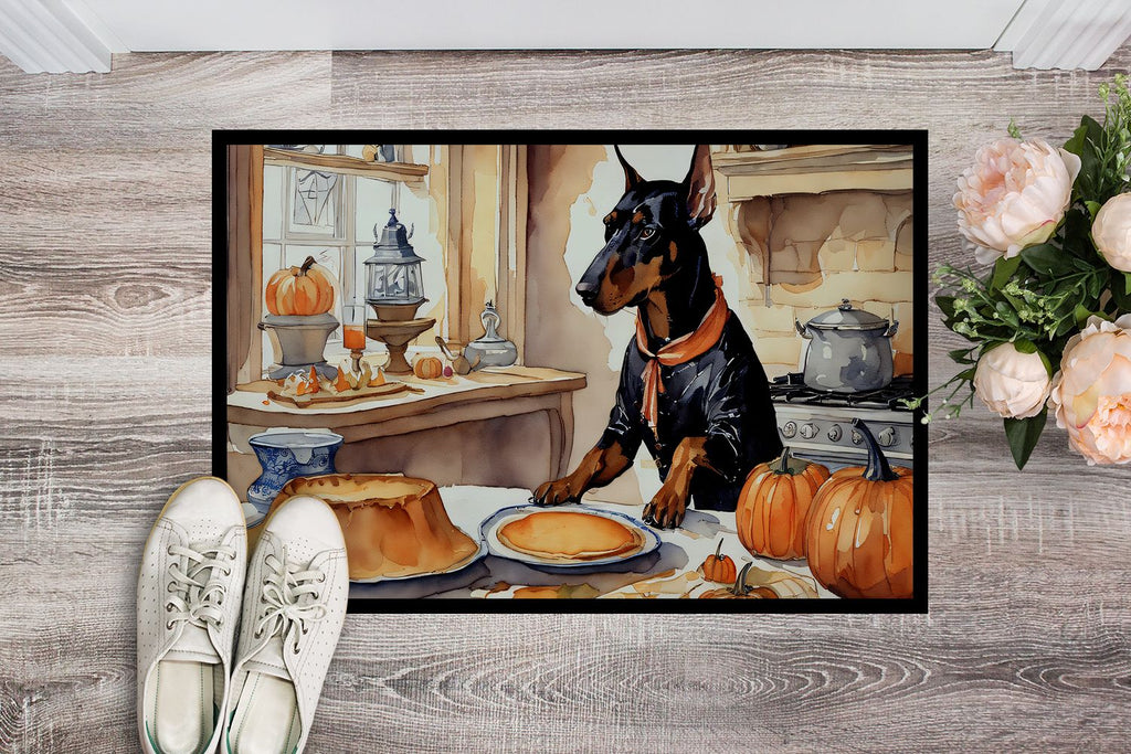 Doberman Pinscher Fall Pumpkins Halloween Doormat