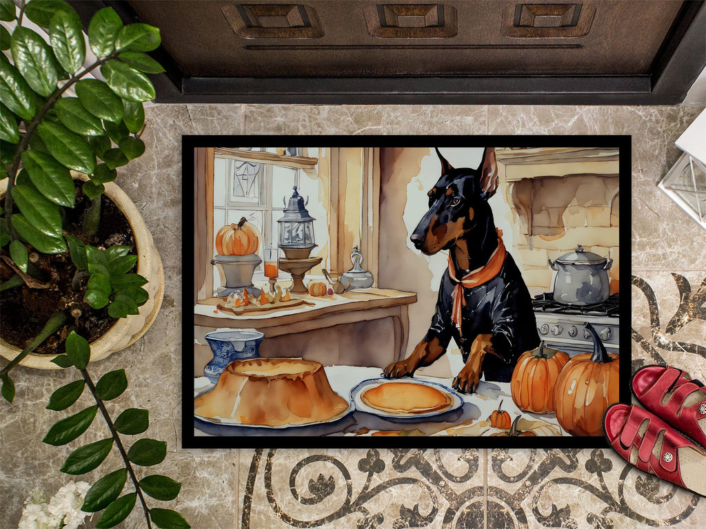 Doberman Pinscher Fall Pumpkins Halloween Doormat