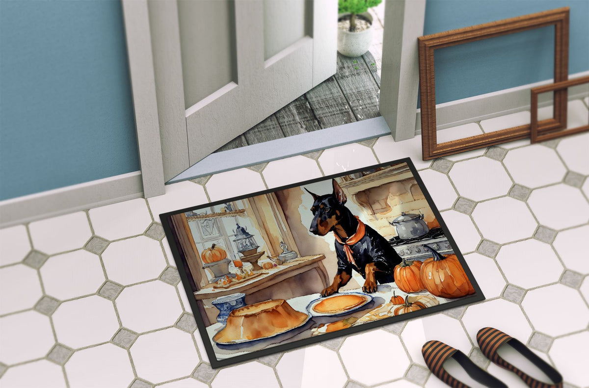 Doberman Pinscher Fall Pumpkins Halloween Doormat