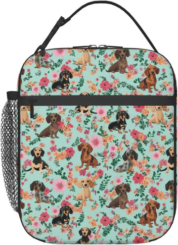 Dog Flower Insulated Reusable Lunch Bag