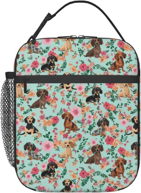 Dog Flower Insulated Reusable Lunch Bag