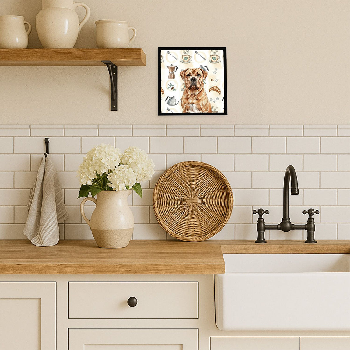 Dogue de Bordeaux Coffee Bar Framed Metal Art