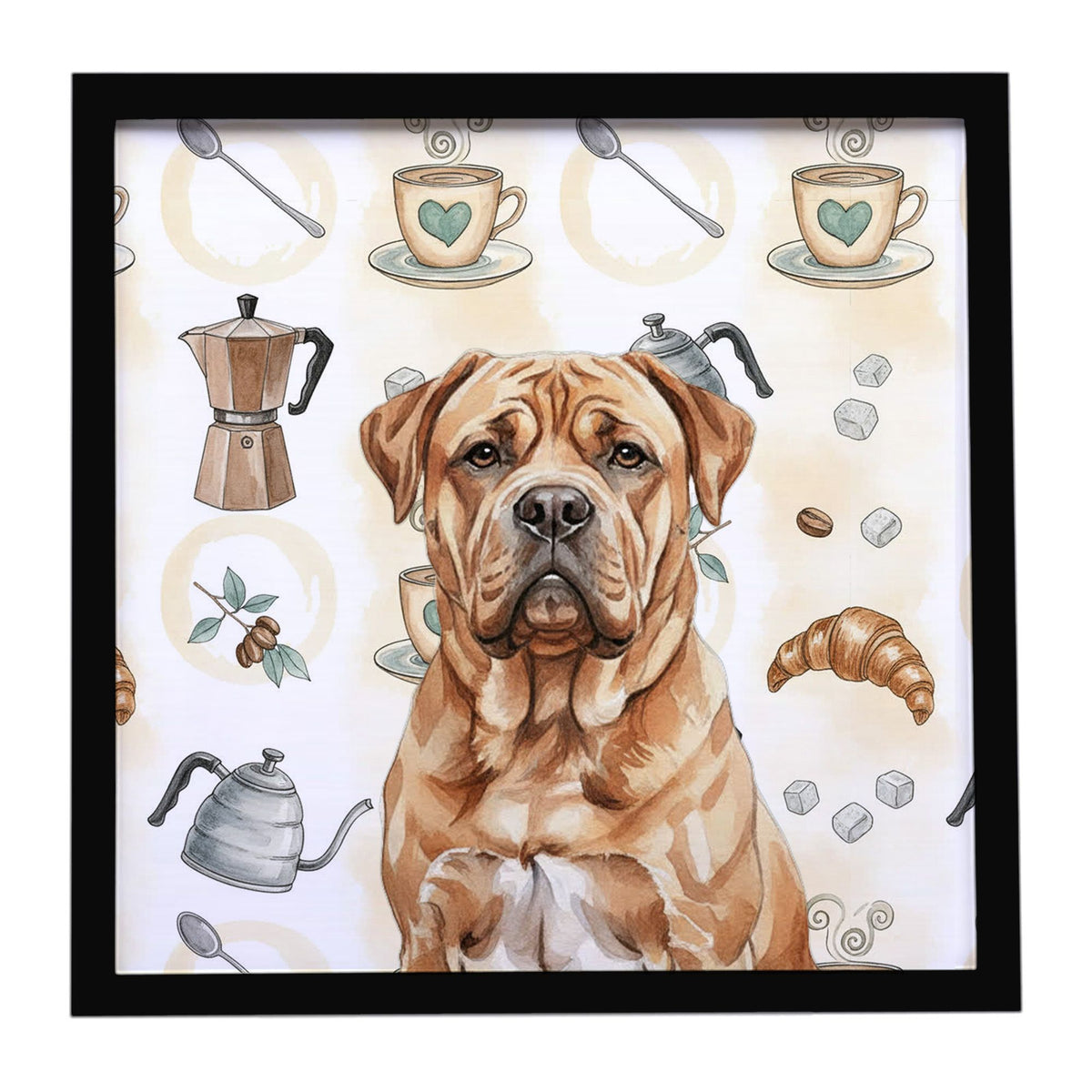 Dogue de Bordeaux Coffee Bar Framed Metal Art