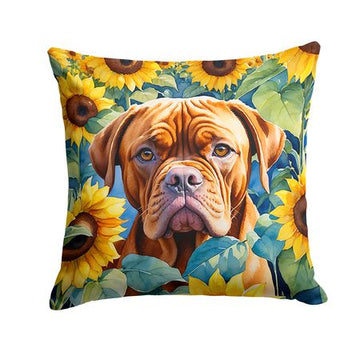 Dogue de Bordeaux Sunflowers Decorative Throw Pillow