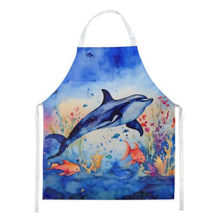 Dolphin Artwork Bib Apron for Kitchen and Creative Tasks