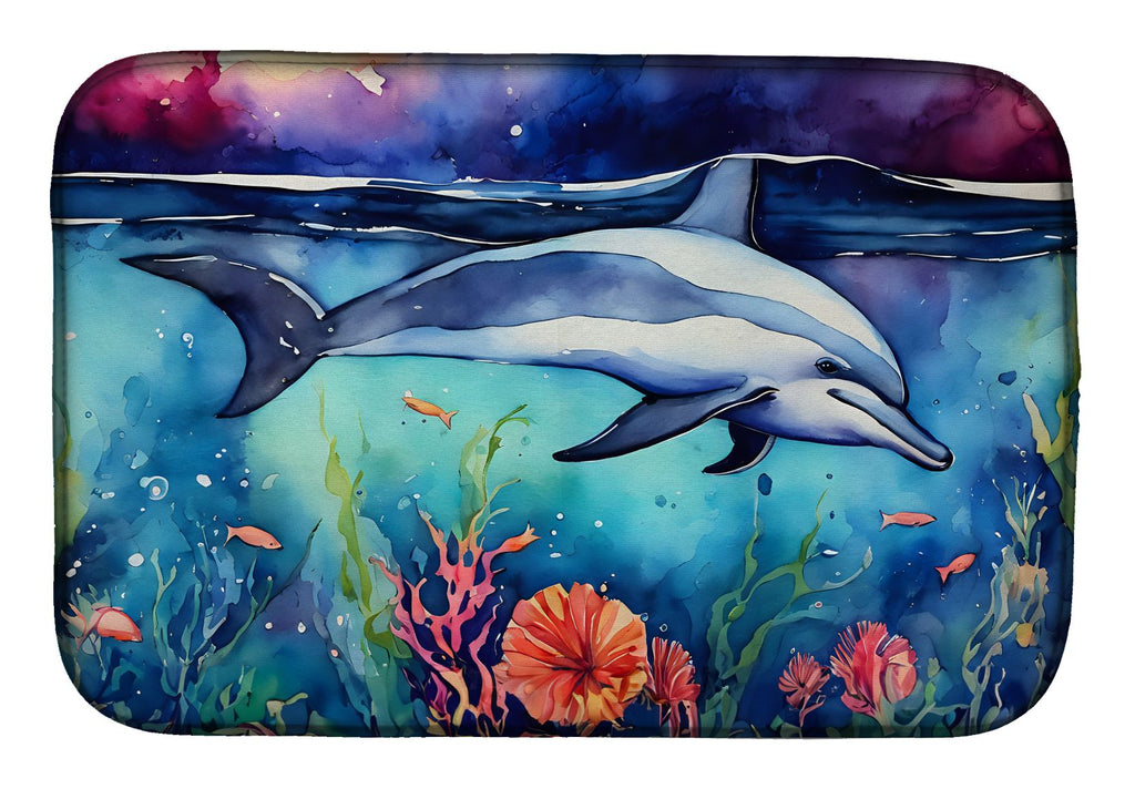 Dolphin Artwork Absorbent Dish-Drying Mat