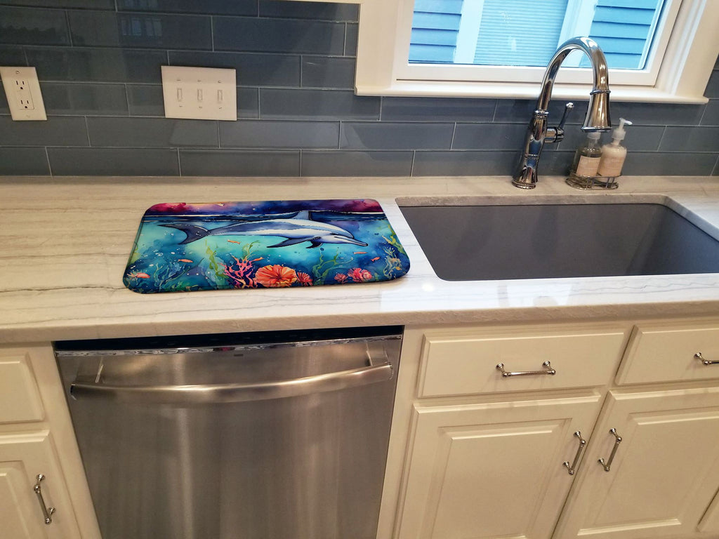 Dolphin Artwork Absorbent Dish-Drying Mat