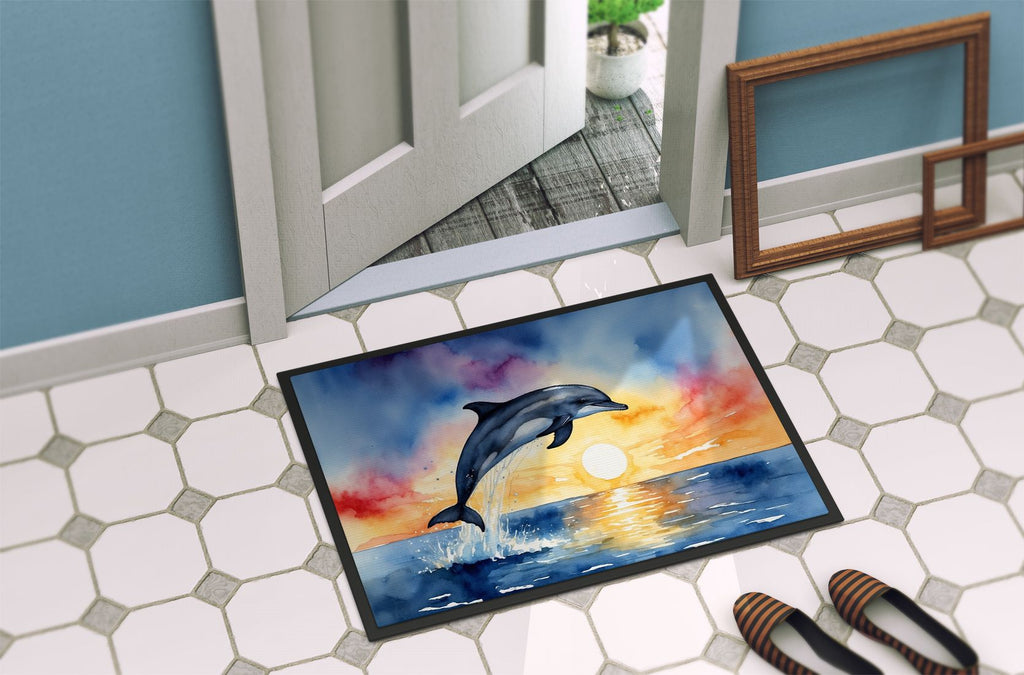 Dolphin Leaping at Sunrise Indoor-Outdoor Doormat