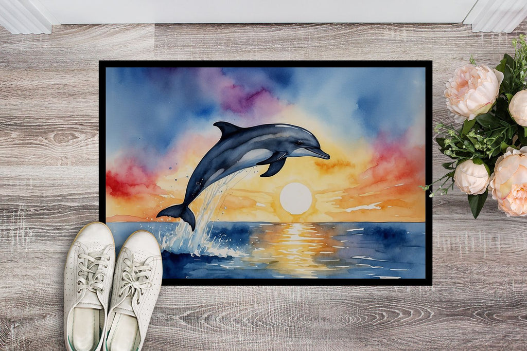Dolphin Leaping at Sunrise Indoor-Outdoor Doormat