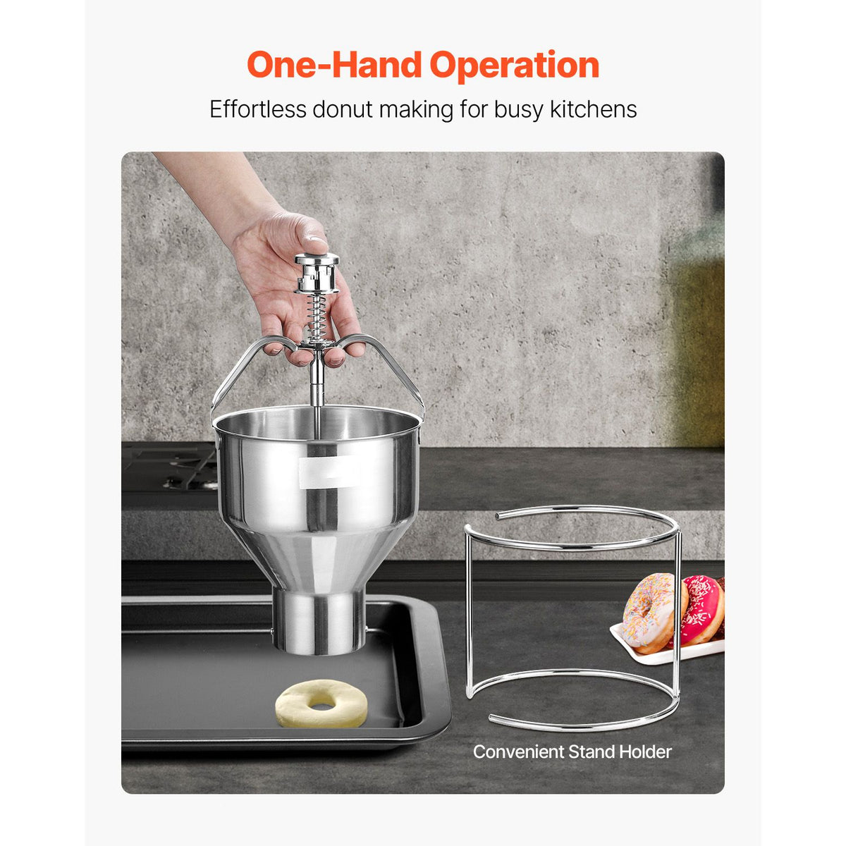 Manual Donut Depositor with Large 2.4L Capacity and 6 Thickness Settings
