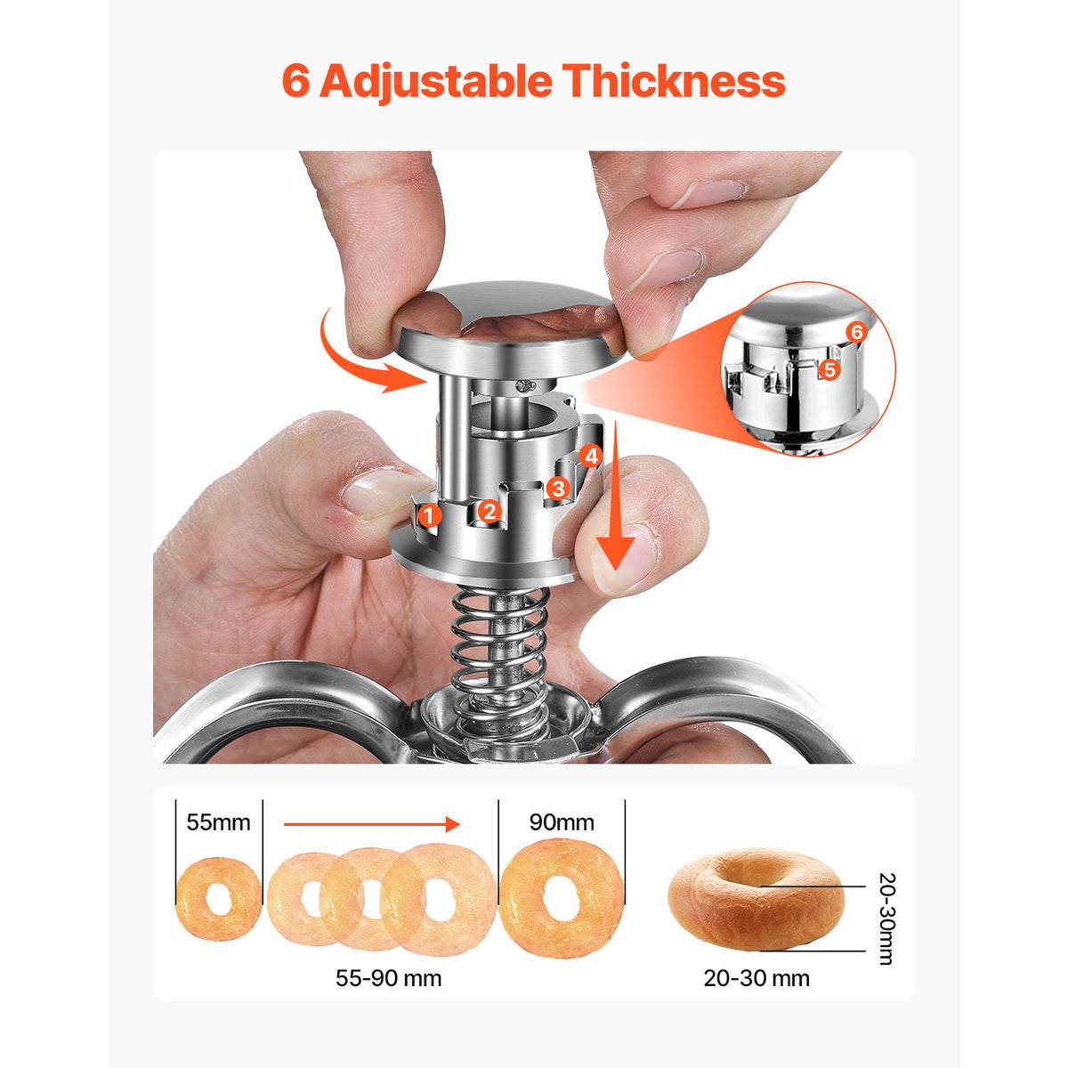 Manual Donut Depositor with Large 2.4L Capacity and 6 Thickness Settings