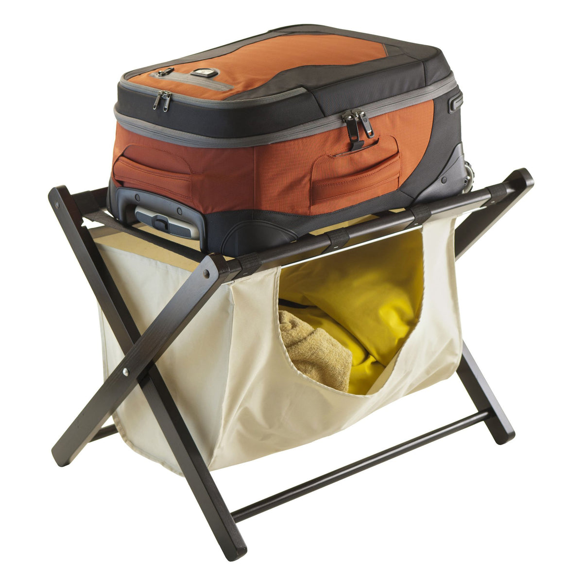 Dora Guest Room Luggage Rack with Removable Basket