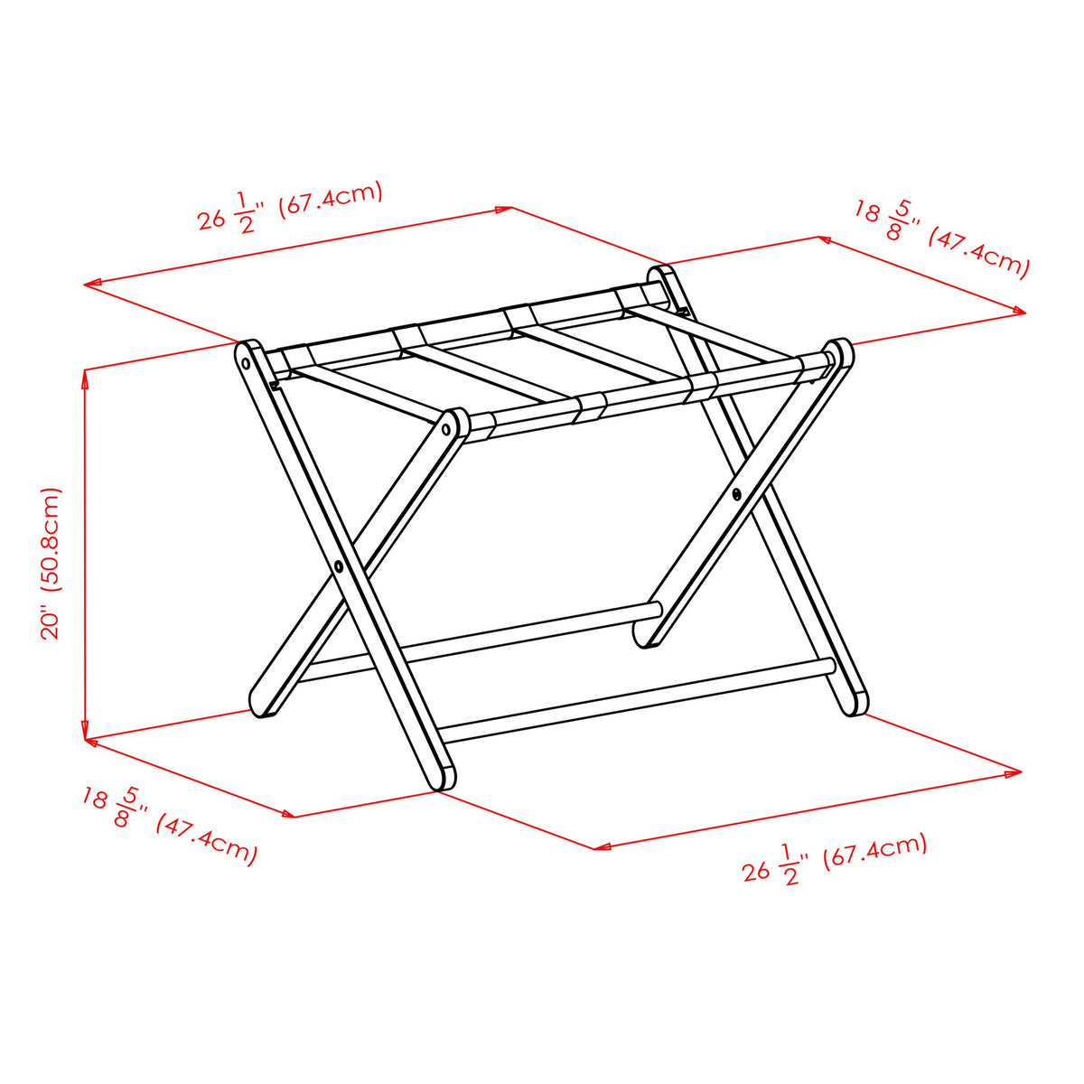 Dora Guest Room Luggage Rack with Removable Basket