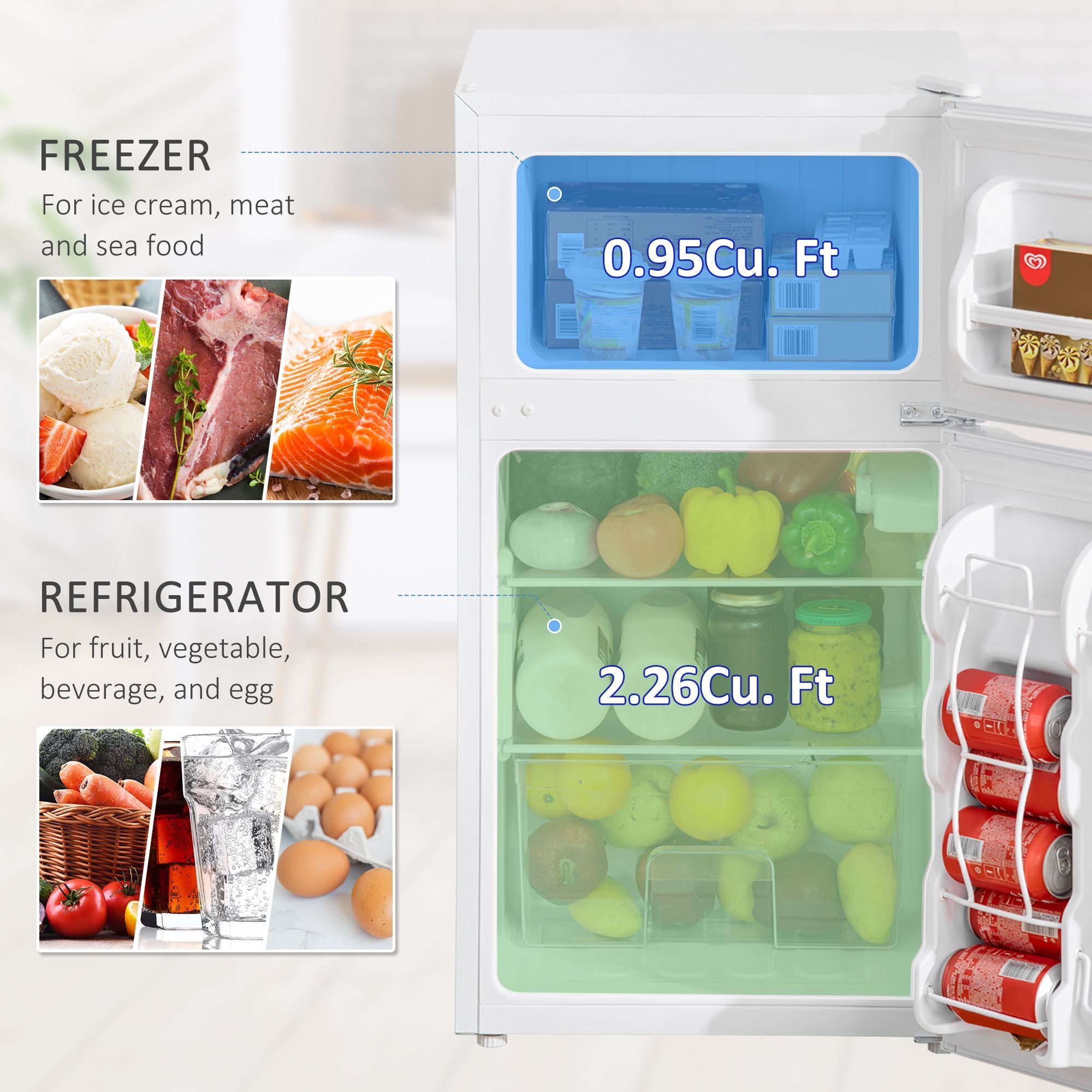 TidyCabinet 3.2 Cu. Mini Fridge with Freezer – Compact Refrigerator for Bedroom or Dorm