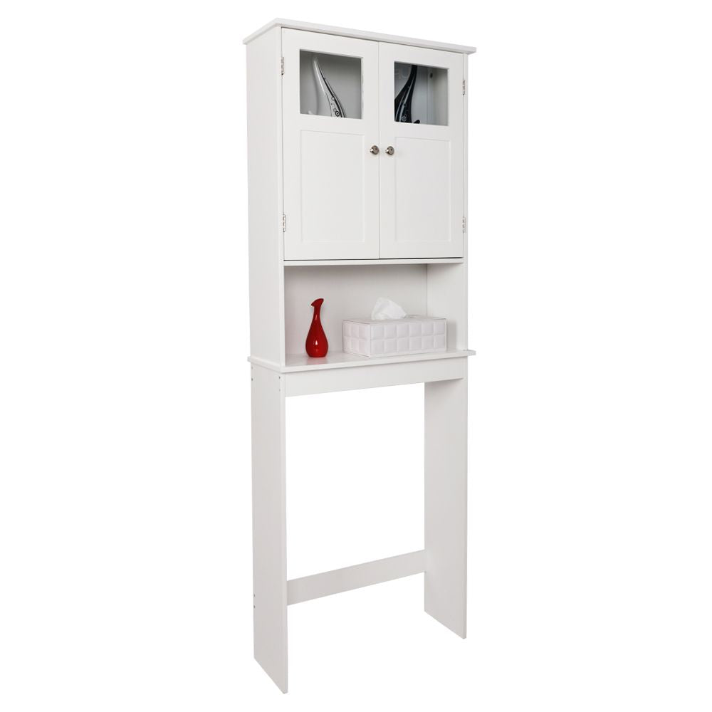 Double Doors Bathroom Cabinet White - Modern Wall-Mounted Storage