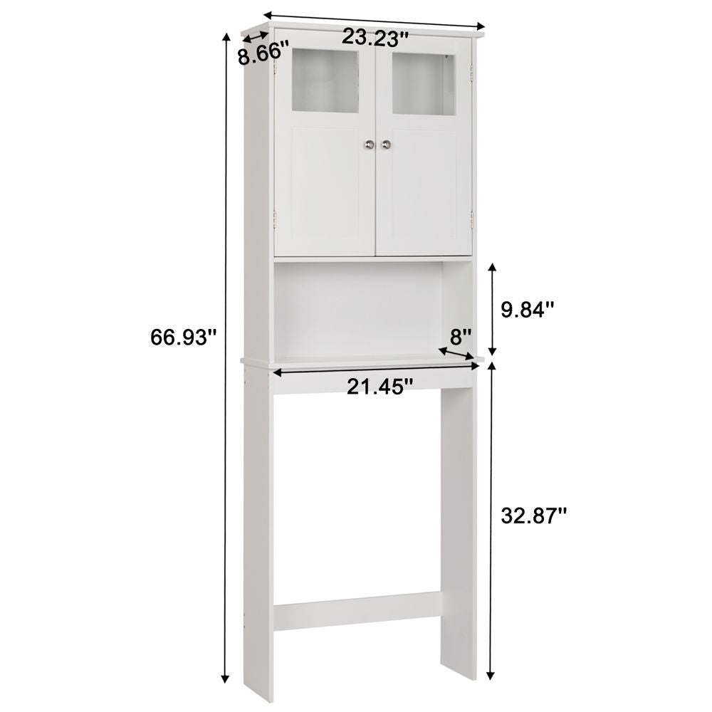 Double Doors Bathroom Cabinet White - Modern Wall-Mounted Storage