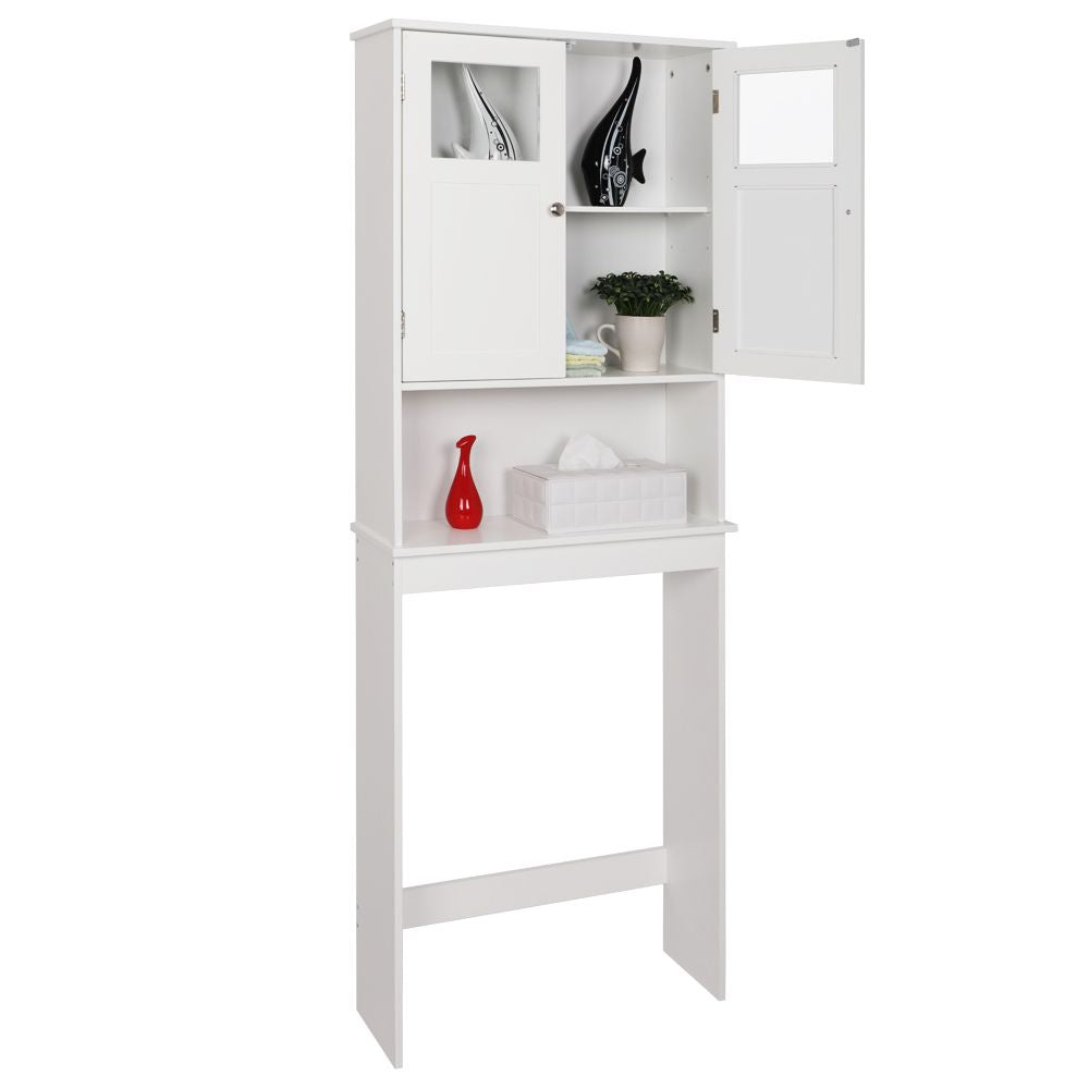 Double Doors Bathroom Cabinet White - Modern Wall-Mounted Storage