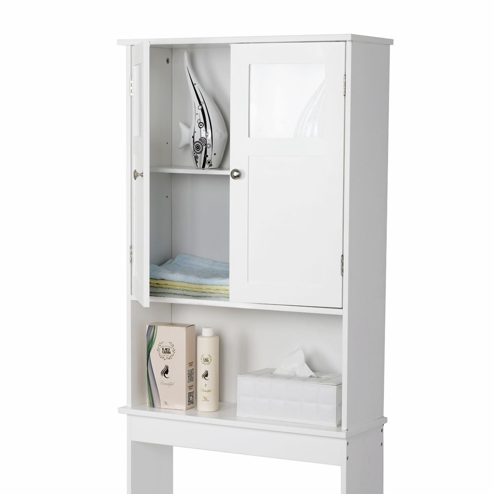 Double Doors Bathroom Cabinet White - Modern Wall-Mounted Storage