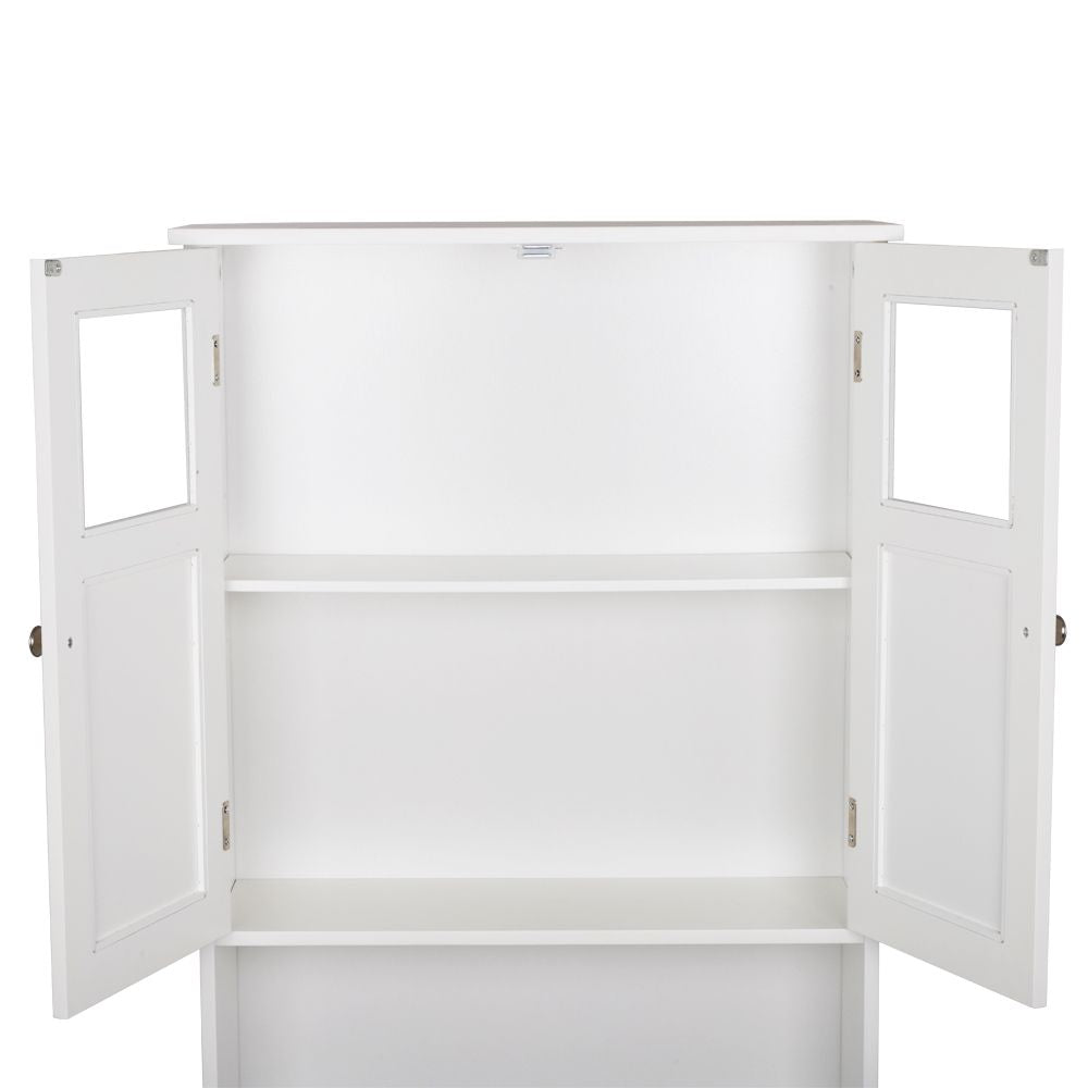 Double Doors Bathroom Cabinet White - Modern Wall-Mounted Storage