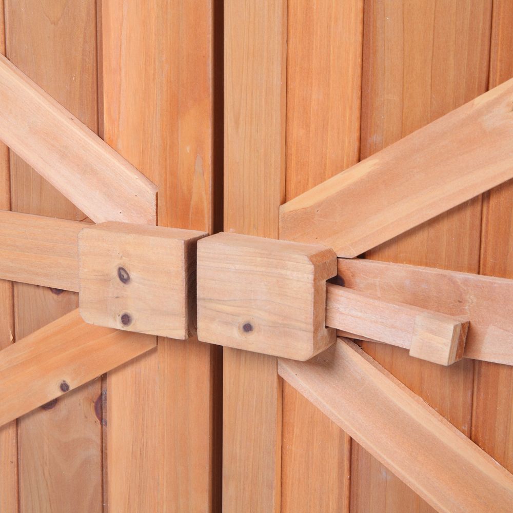 Double Doors Fir Wooden Garden Yard Shed Lockers Outdoor Storage Cabinet Unit Orange Red