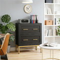 Stylish White 2-Drawer Lateral Filing Cabinet with Gold Legs