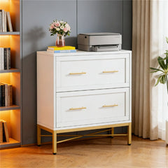 Chic 2-Drawer Filing Cabinet with Gold Legs