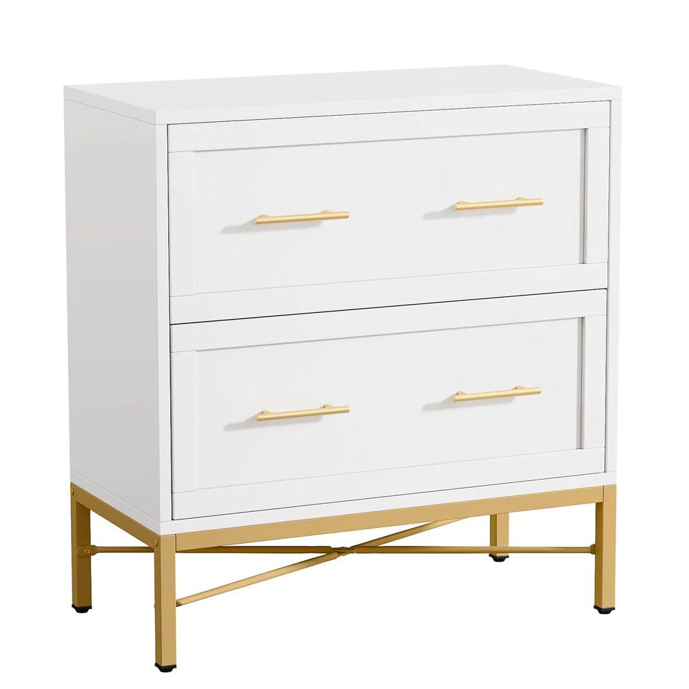 Chic 2-Drawer Filing Cabinet with Gold Legs