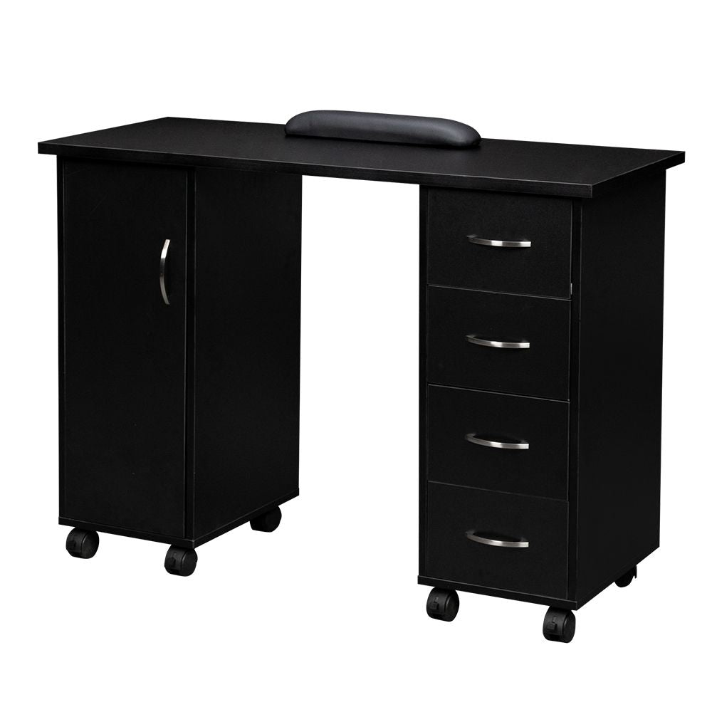 Double Edged Manicure Nail Table with Drawer – Black