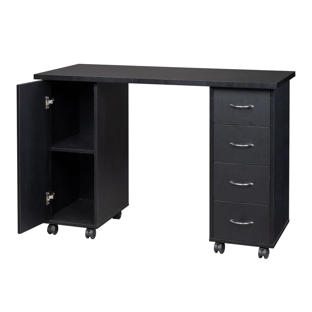 Double Edged Manicure Nail Table with Drawer – Black