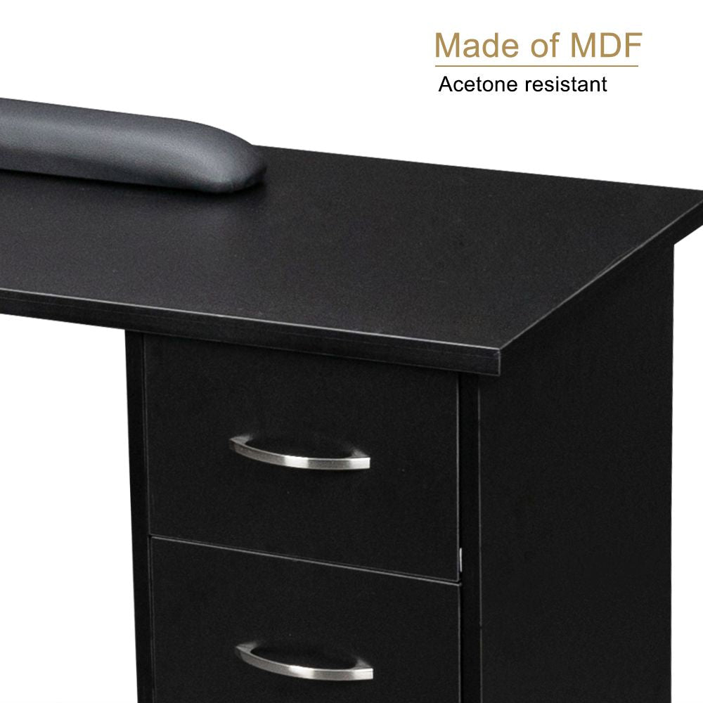 Double Edged Manicure Nail Table with Drawer – Black