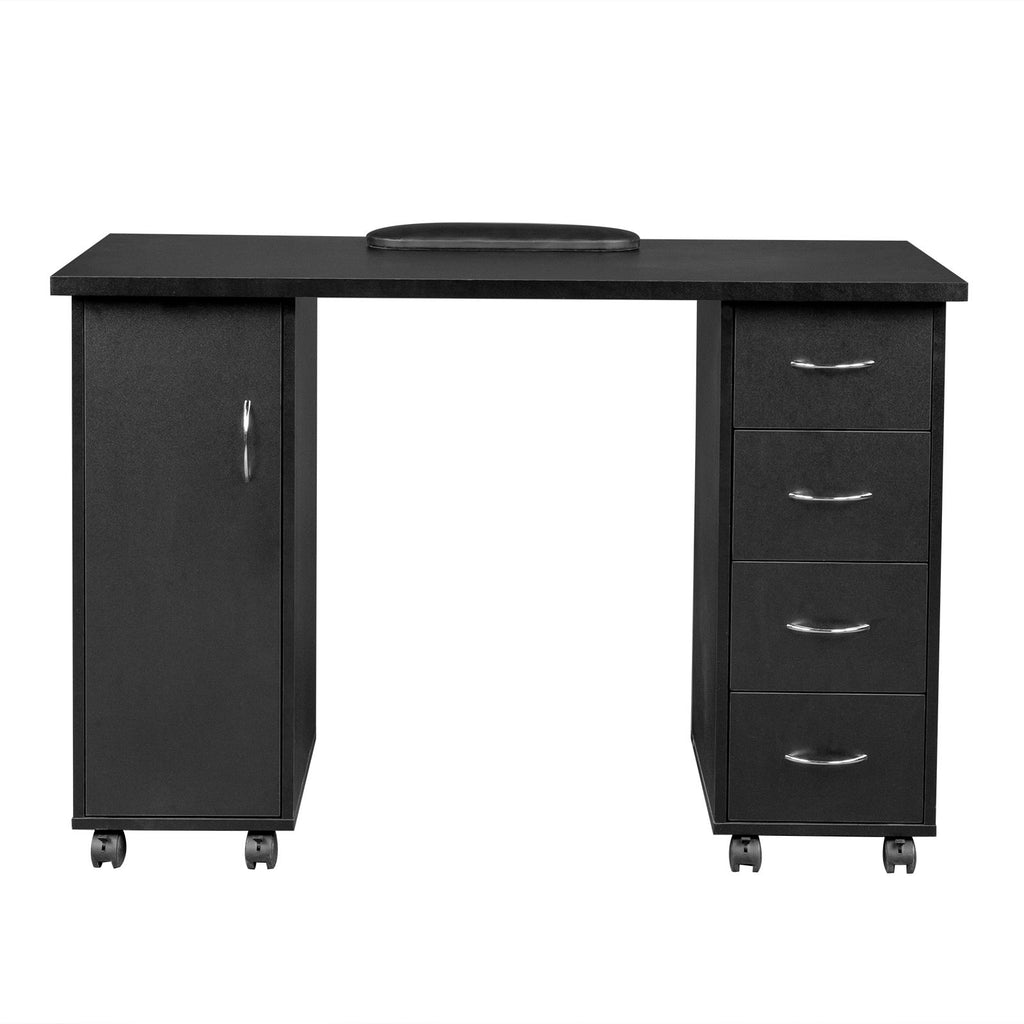 Double Edged Manicure Nail Table with Drawer – Black