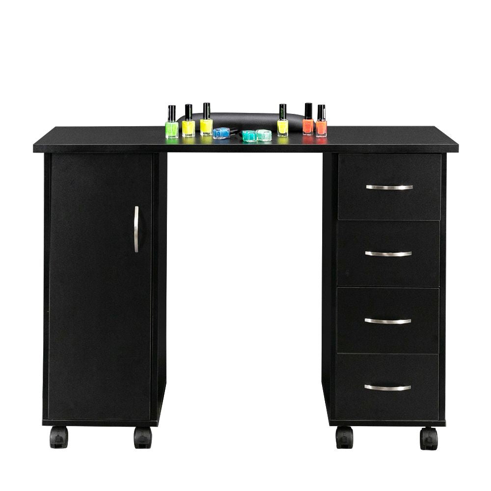 Double Edged Manicure Nail Table with Drawer – Black