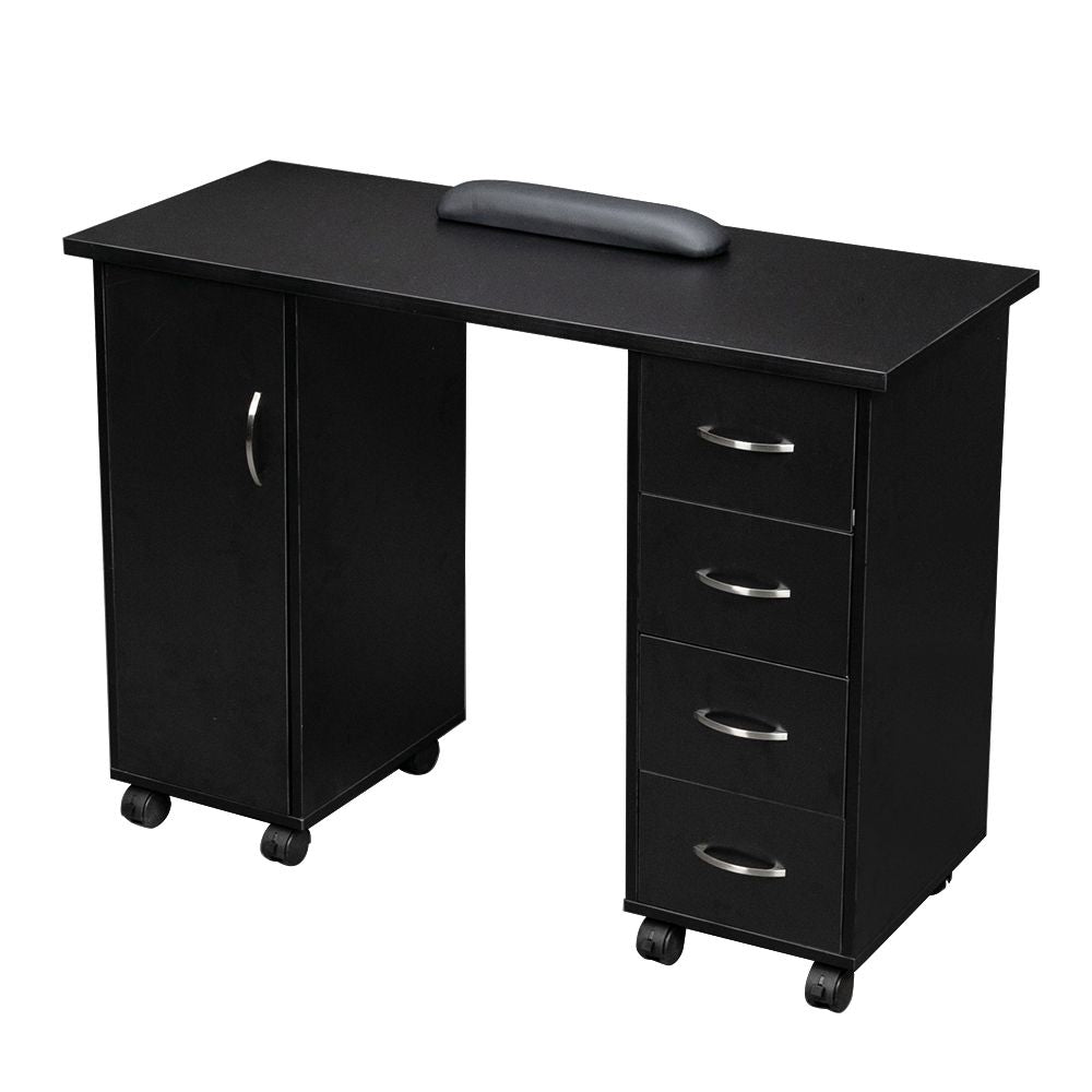 Double Edged Manicure Nail Table with Drawer – Black