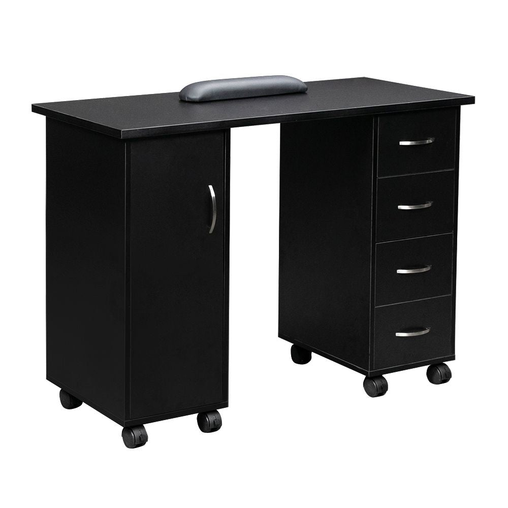Double Edged Manicure Nail Table with Drawer – Black