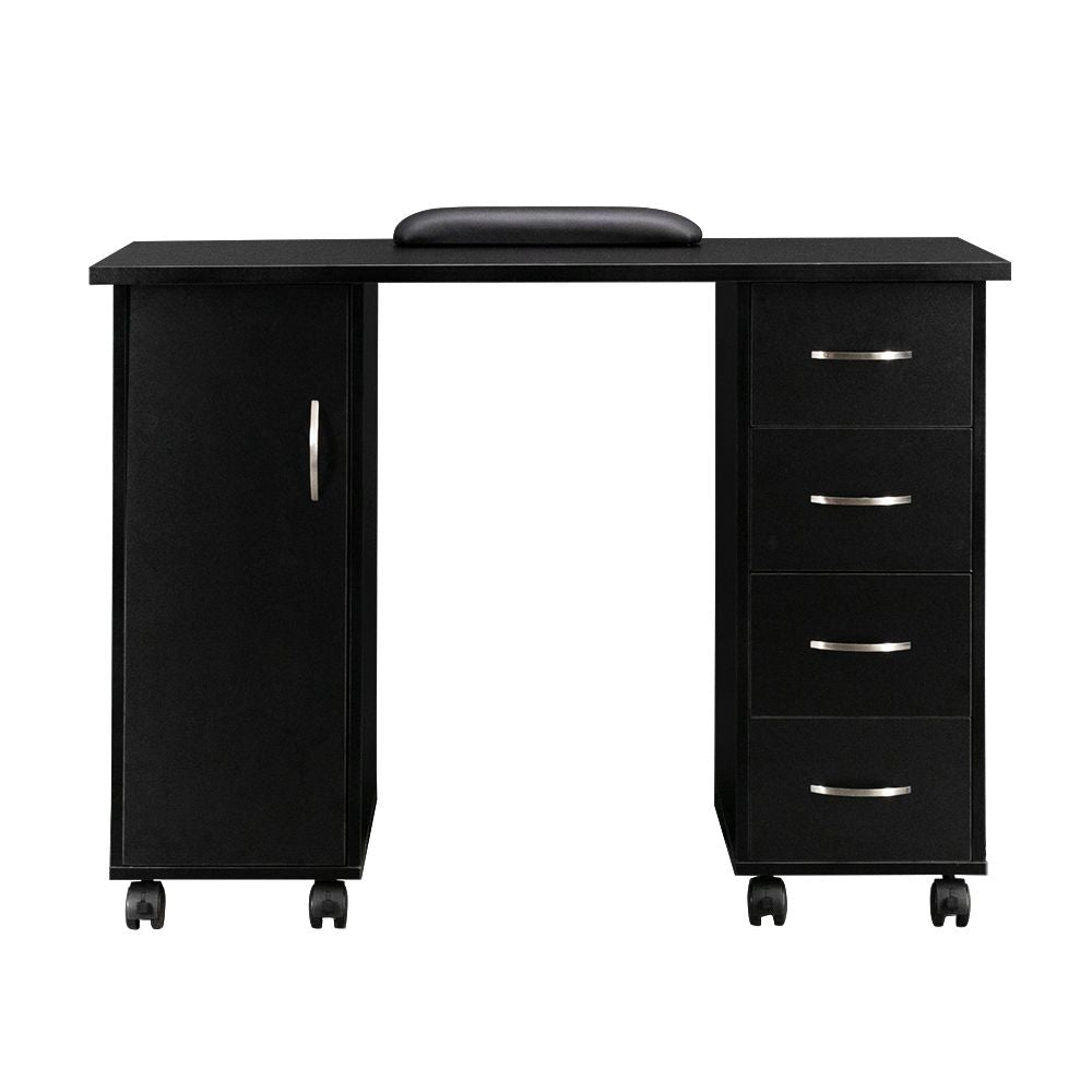 Double Edged Manicure Nail Table with Drawer – Black