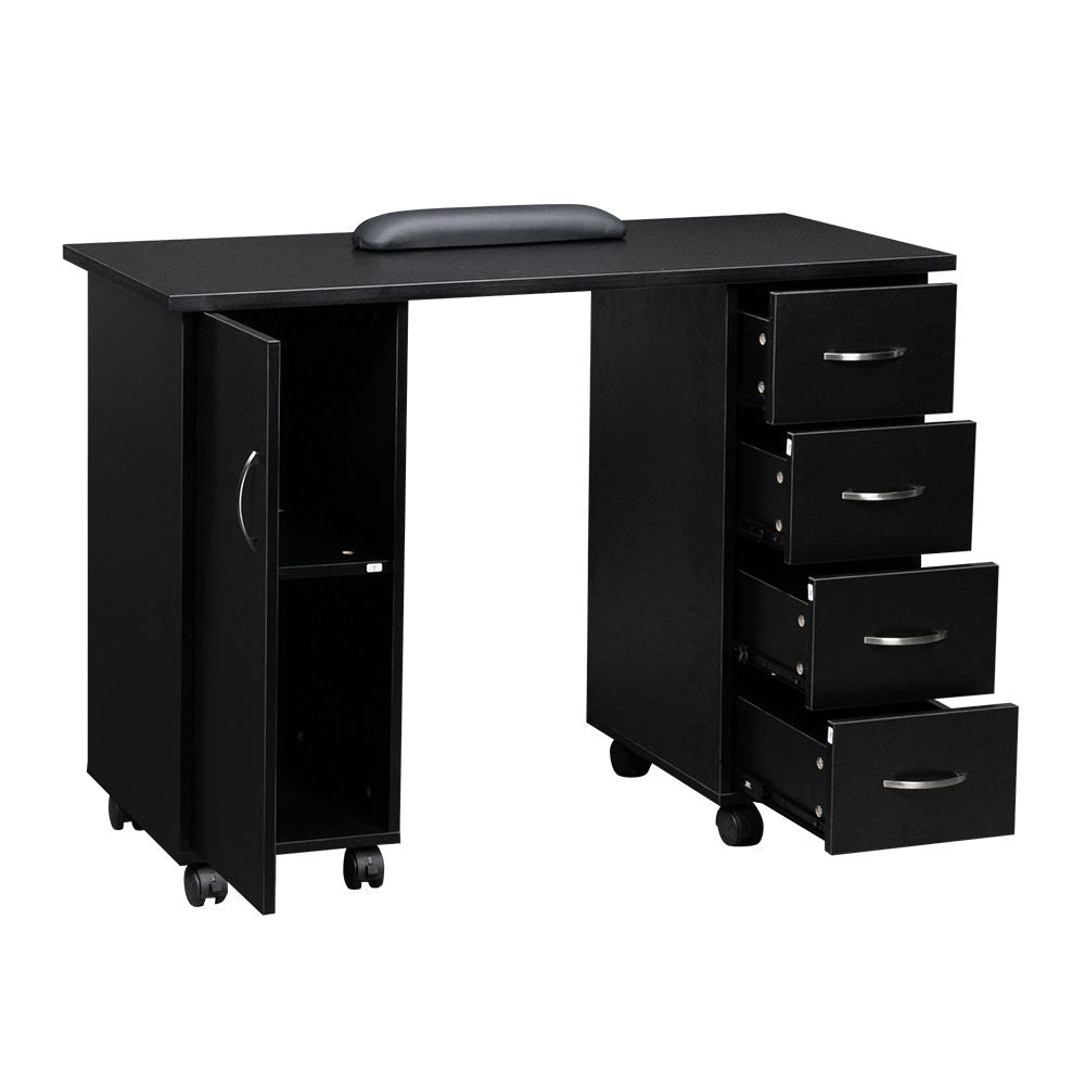 Double Edged Manicure Nail Table with Drawer – Black