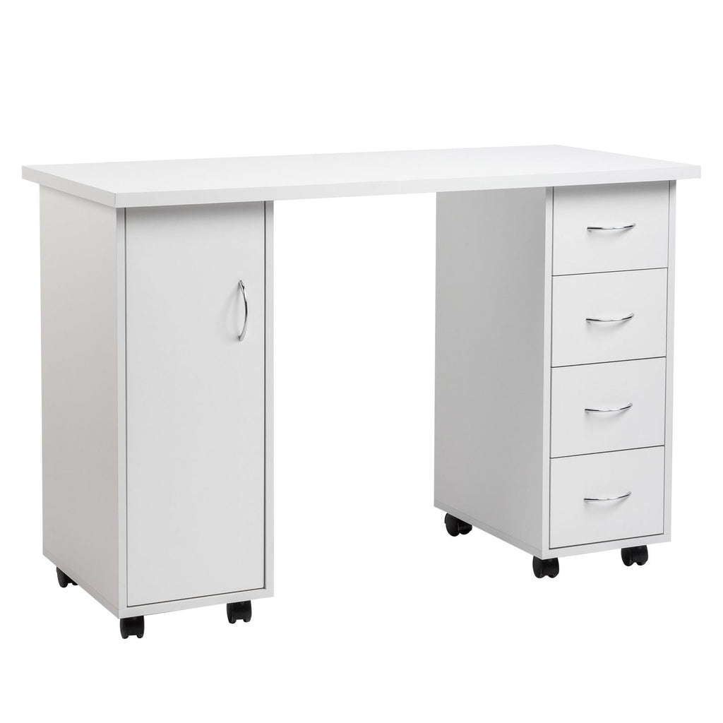 White Double Edged Manicure Nail Table with Drawer