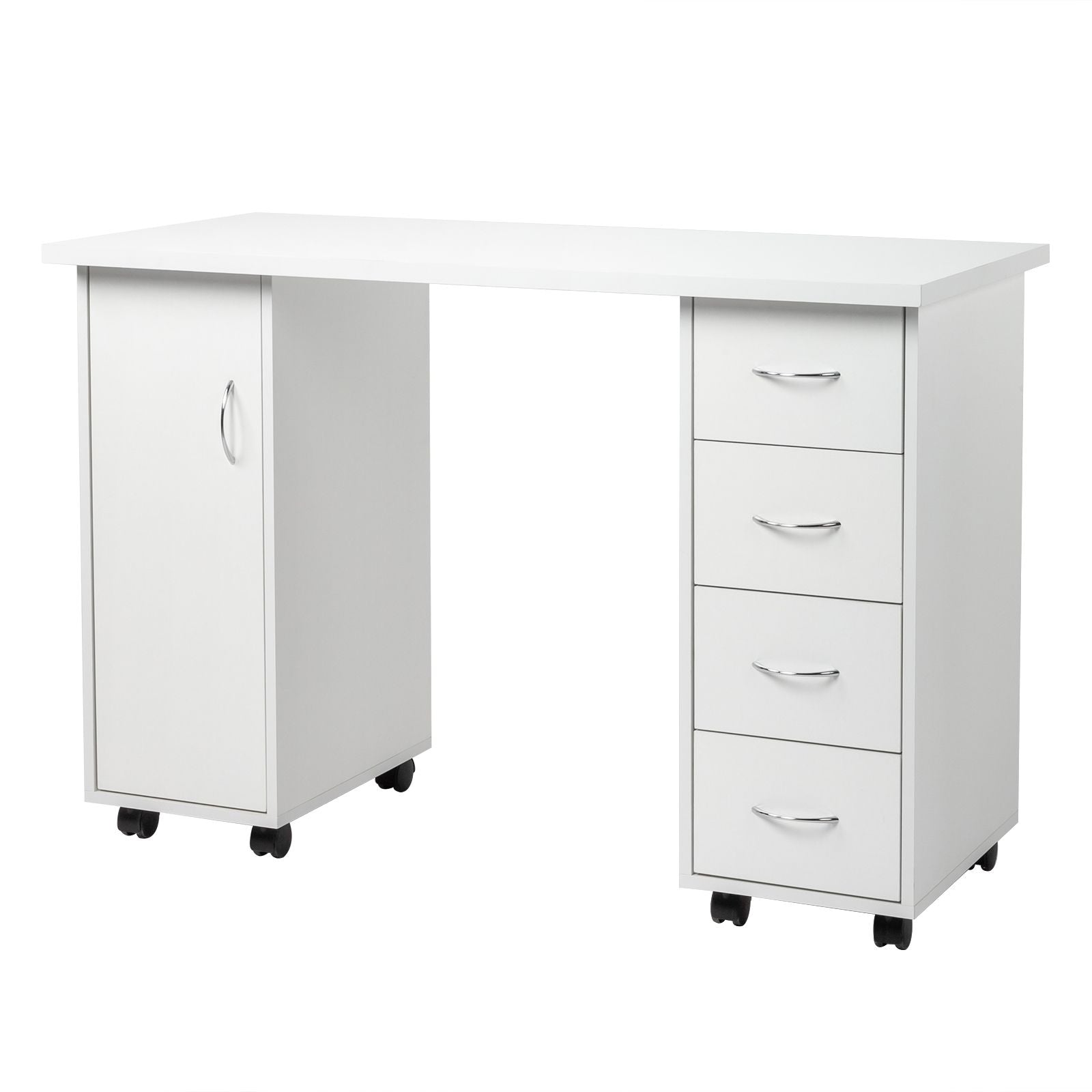 White Double Edged Manicure Nail Table with Drawer