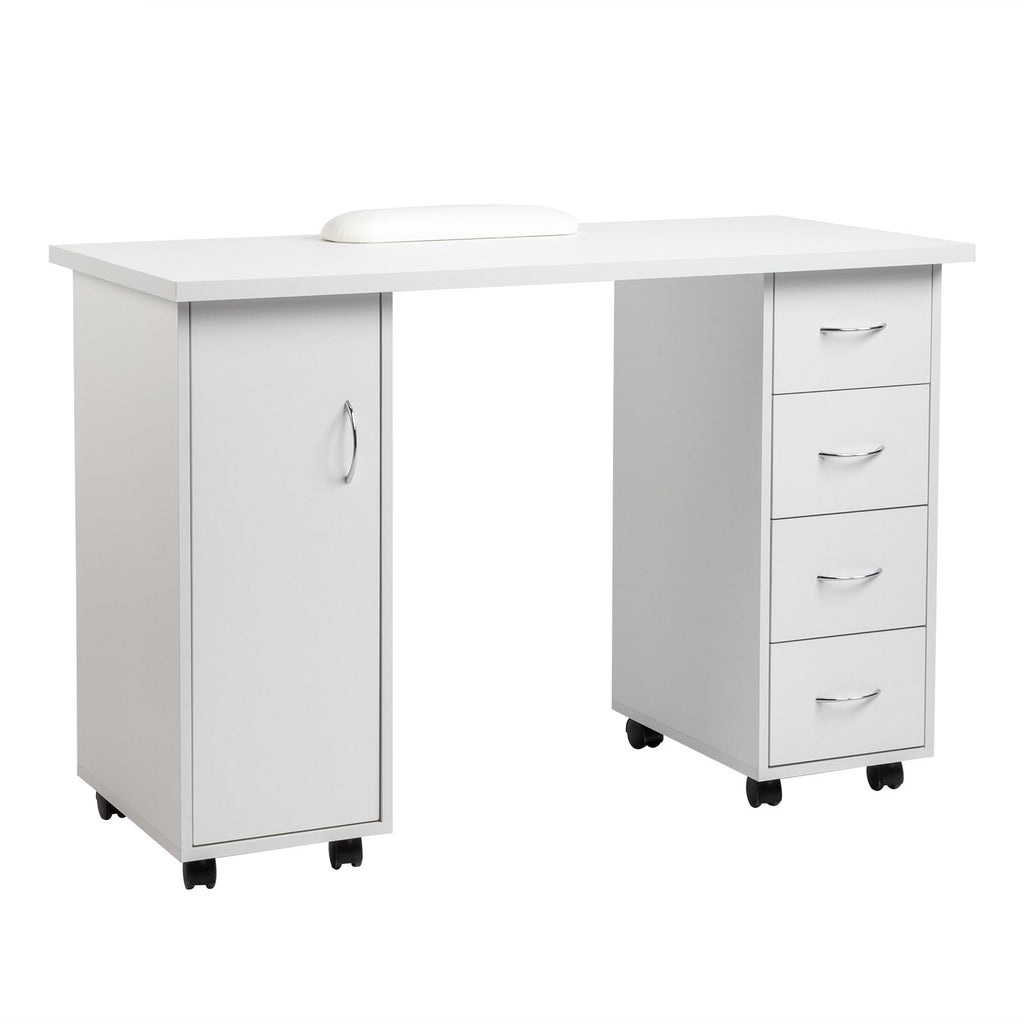 White Double Edged Manicure Nail Table with Drawer