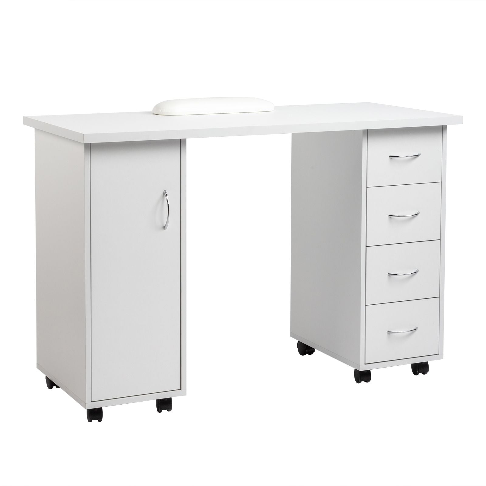 White Double Edged Manicure Nail Table with Drawer
