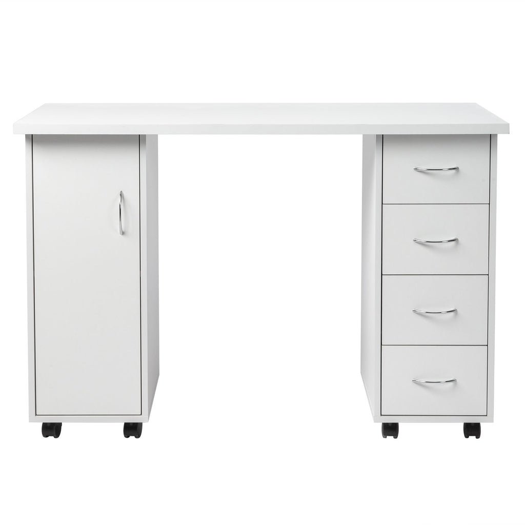 White Double Edged Manicure Nail Table with Drawer