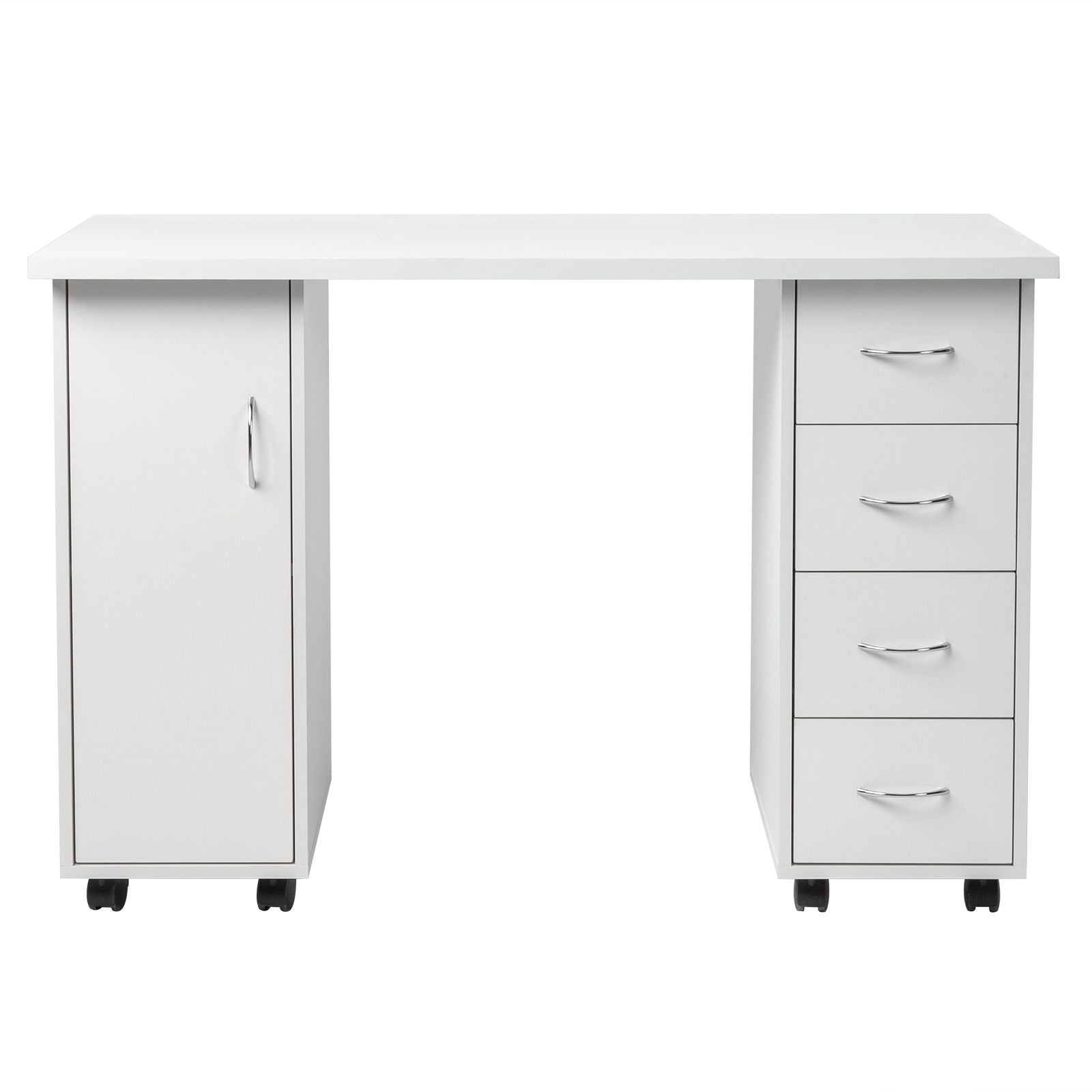 White Double Edged Manicure Nail Table with Drawer